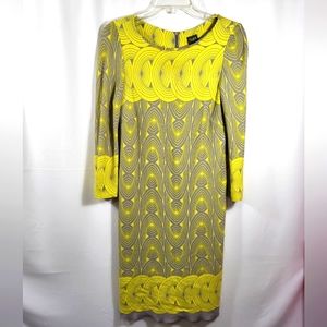 Taylor yellow and gray midi dress women's 4  #1094